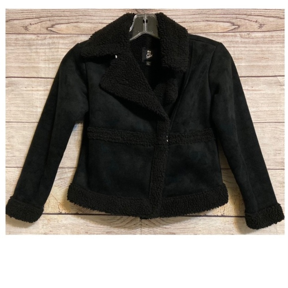 Art Class Girl’s Moto Blazer Jacket Faux Fur Black Size Small 6/6X Fall Wear